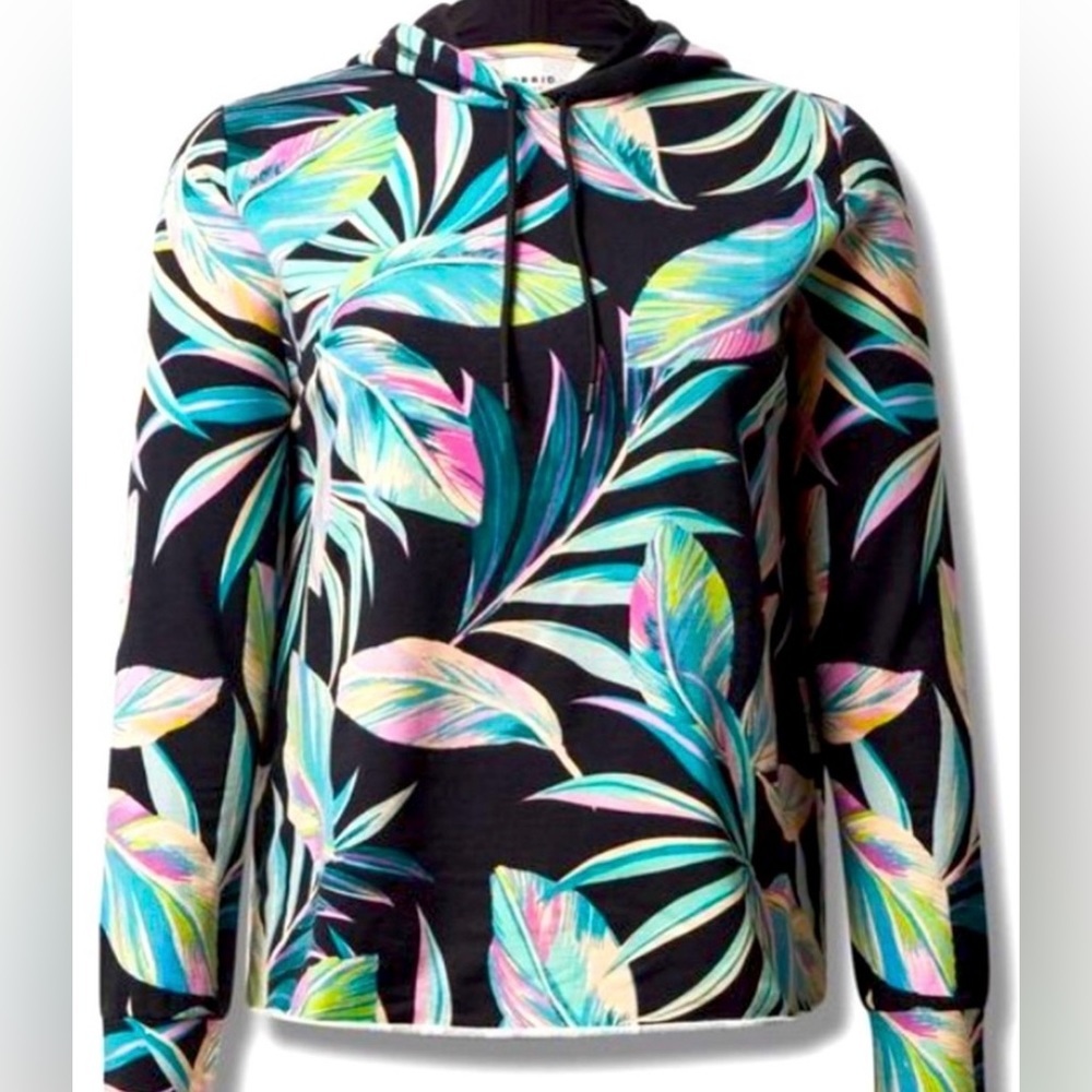 NWT Tropical Hoodie - Summer Leaves - Black